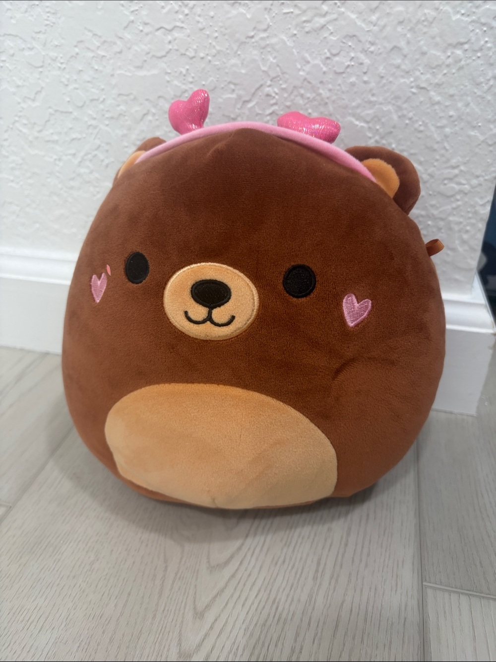 Squishmallows bear with heart headband